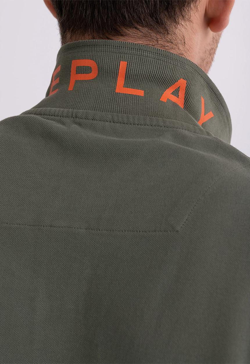Replay - Garment dyed cotton piquet - sage green