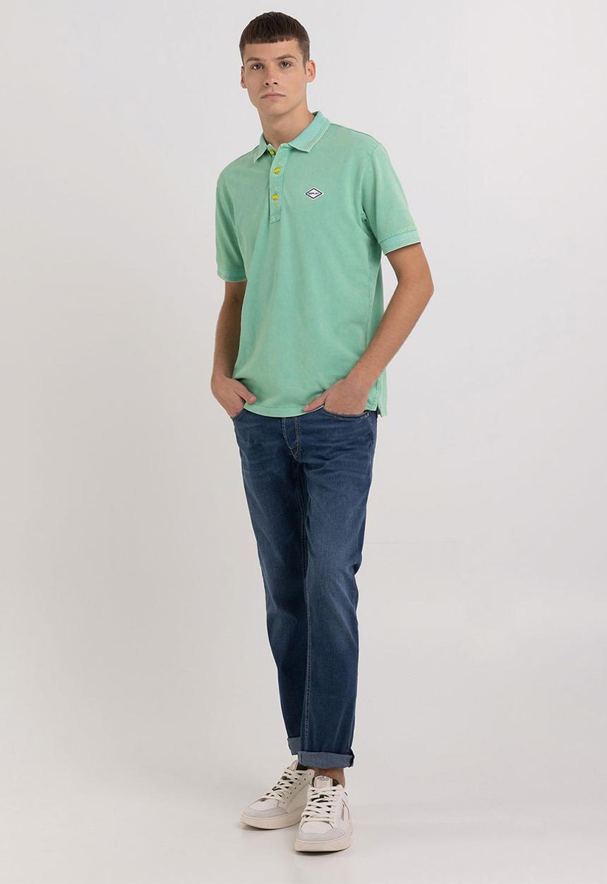 Replay - Garment dyed cotton piquet - caribbean