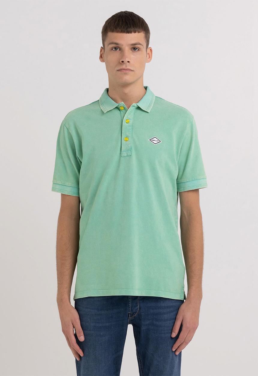 Replay - Garment dyed cotton piquet - caribbean
