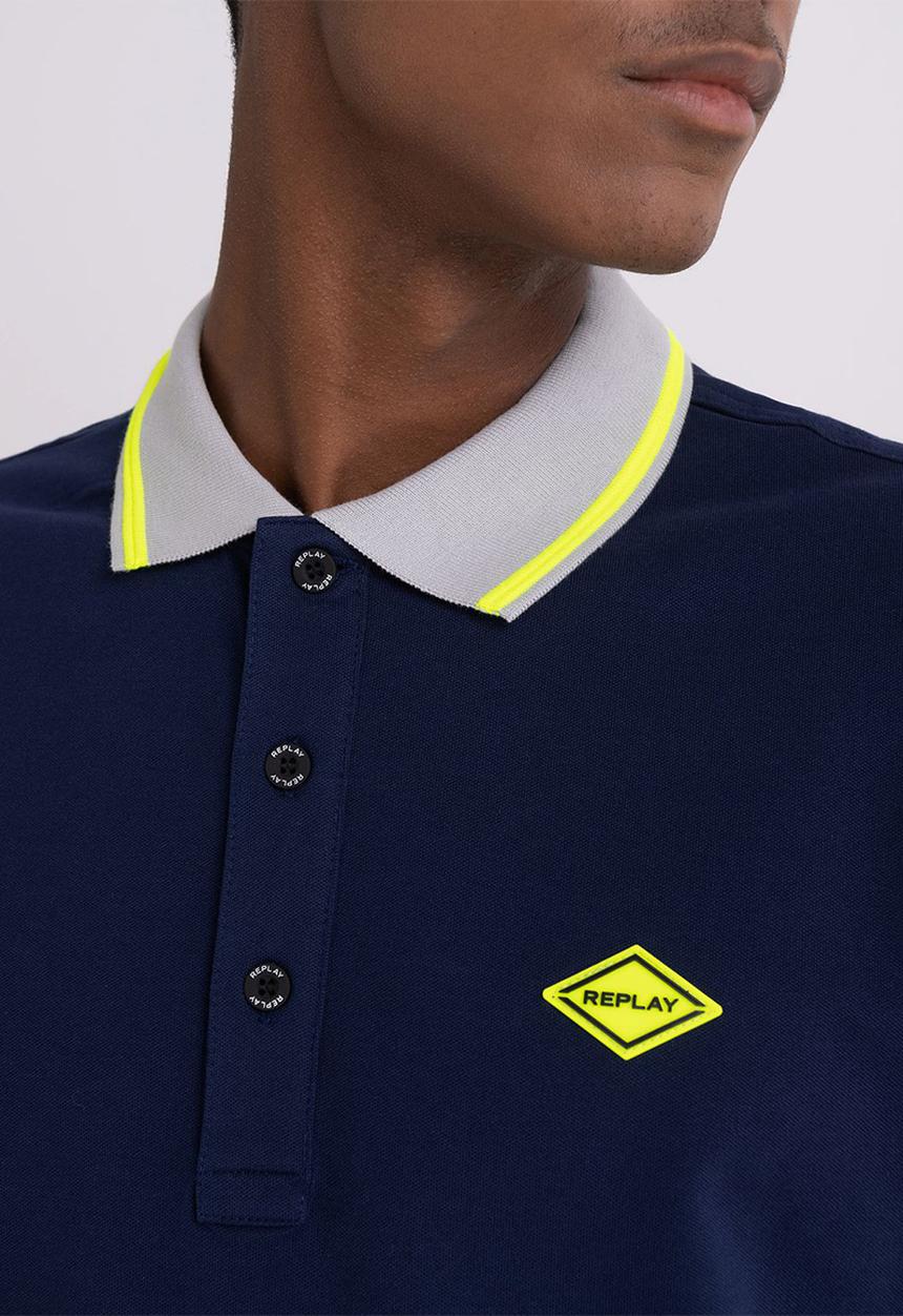 Replay - Stretch piquet - navy blue