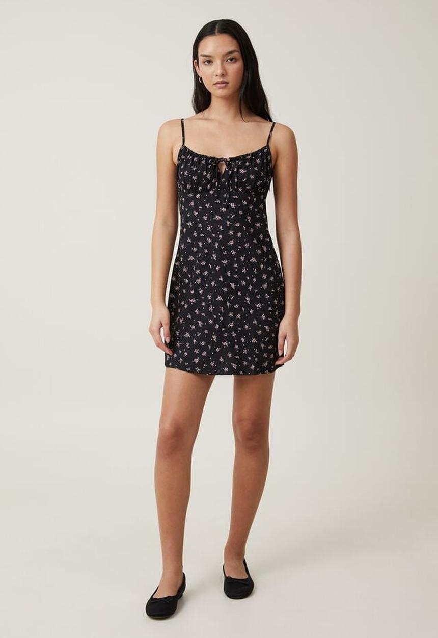 Cotton On - Indie strappy mini dress - loretta ditsy black
