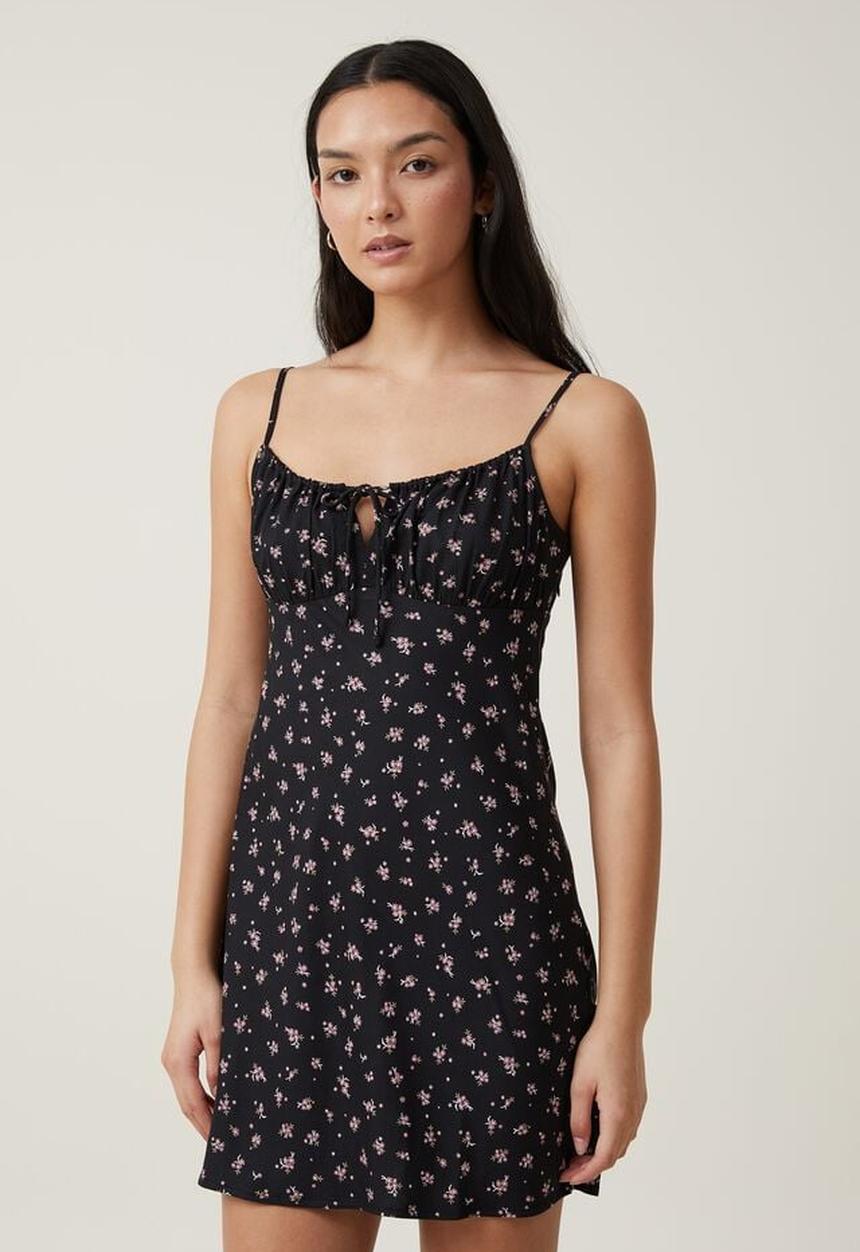 Cotton On - Indie strappy mini dress - loretta ditsy black