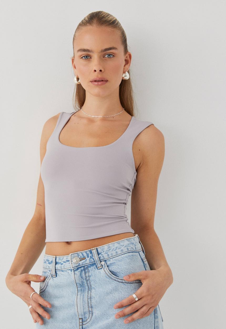 Supré  - Luxe Scoop Neck Tank - Blue Stone
