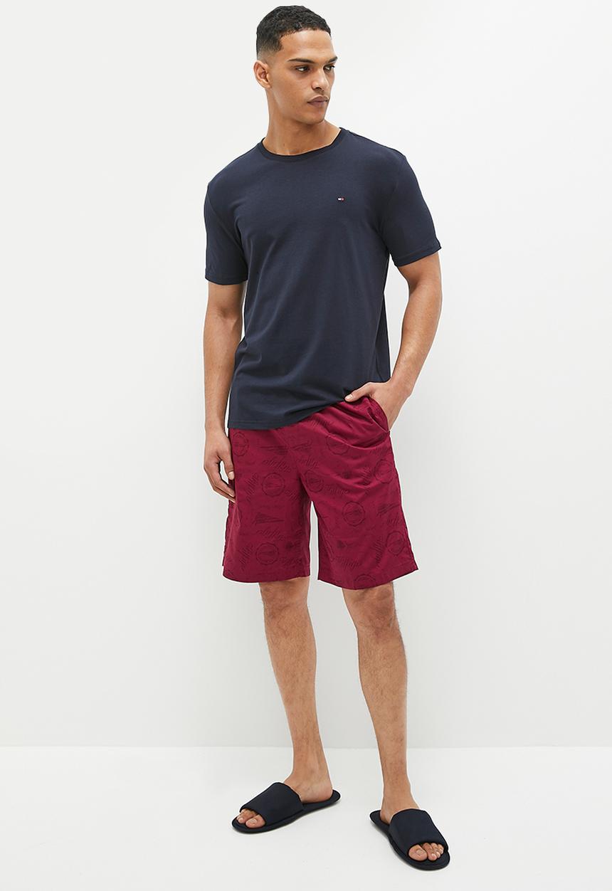 Tommy Hilfiger - Short sleeve tee short & slipper set - desert sky/screened print rouge