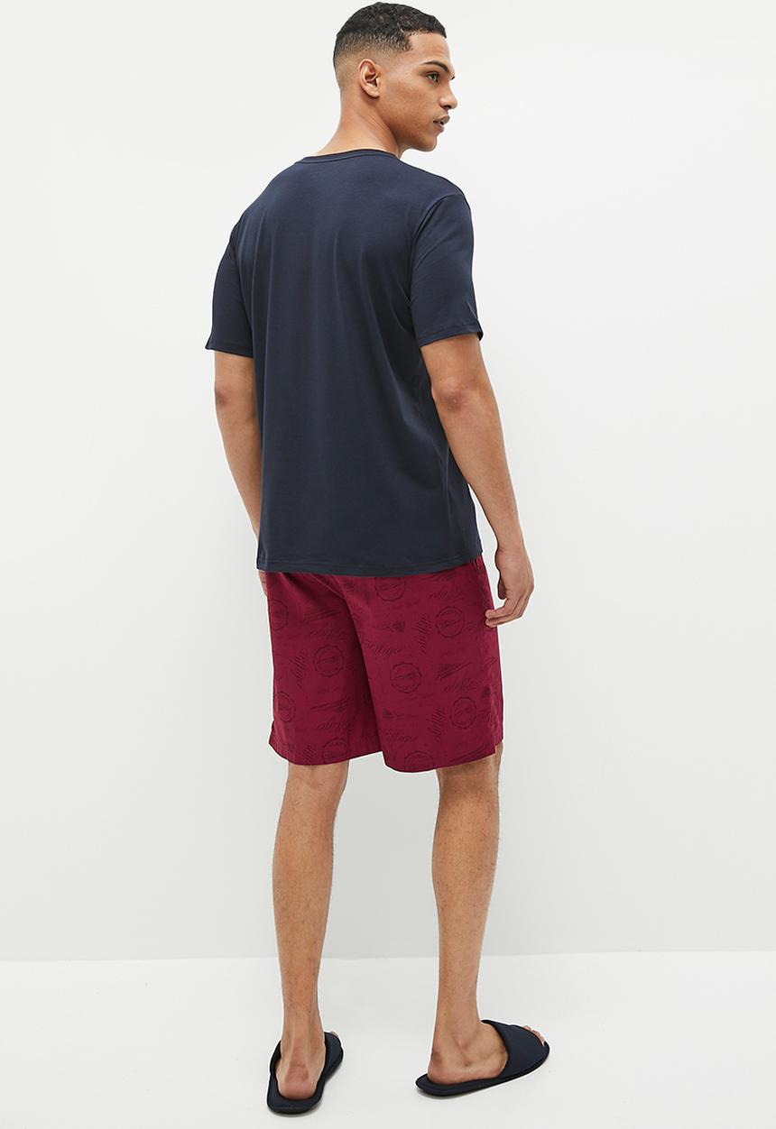 Tommy Hilfiger - Short sleeve tee short & slipper set - desert sky/screened print rouge