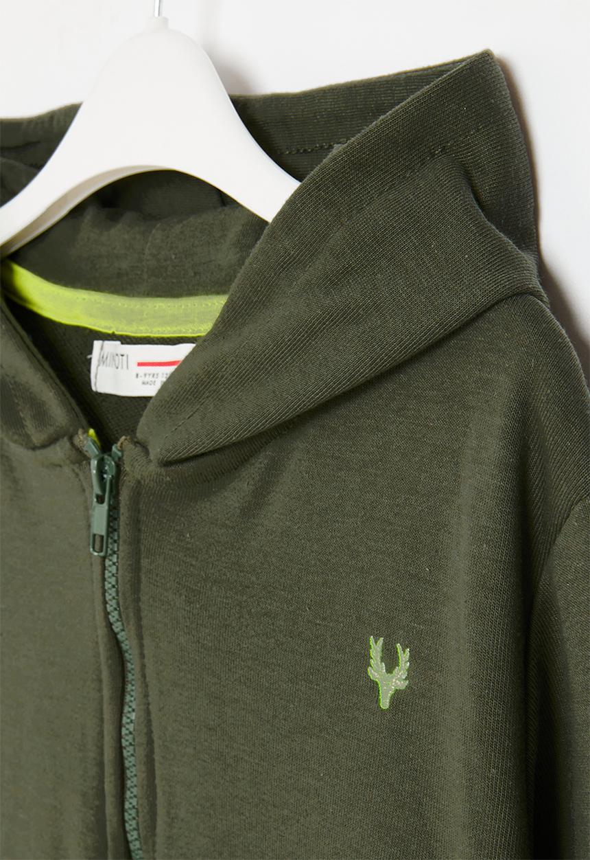 MINOTI - Boys basic emb fleece zip thru - khaki