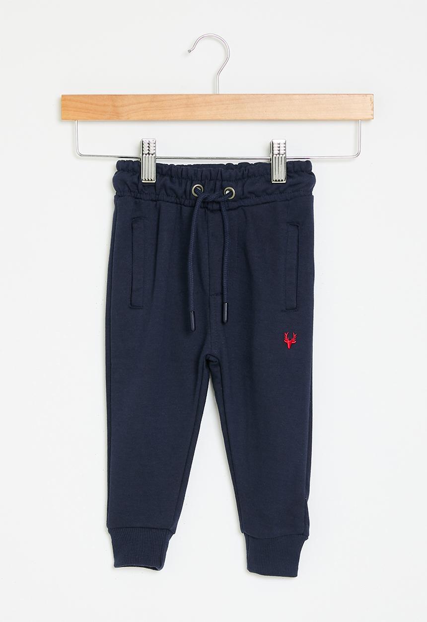 MINOTI - Baby boys basic emb fleece jogpant - navy 