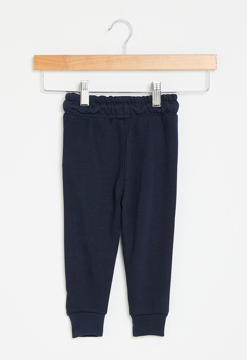 MINOTI - Baby boys basic emb fleece jogpant - navy 