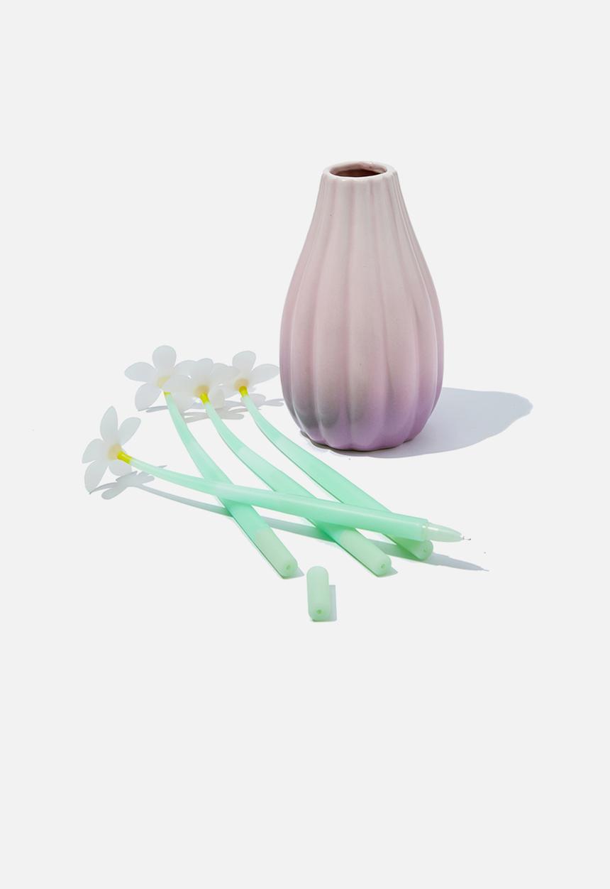 Typo - Flower vase pen set - soft pop pink