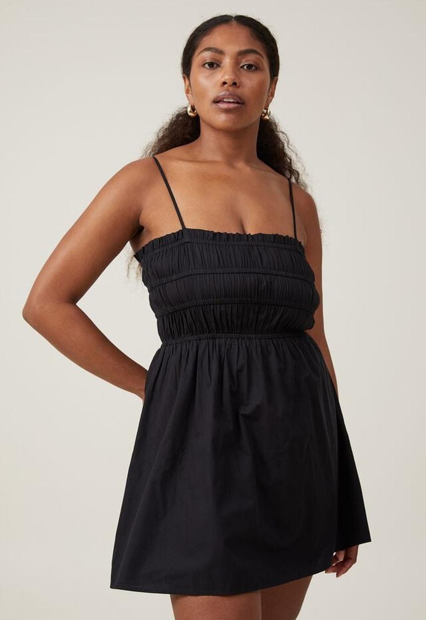 Cotton On - Plus maddy contrast trim mini dress - black