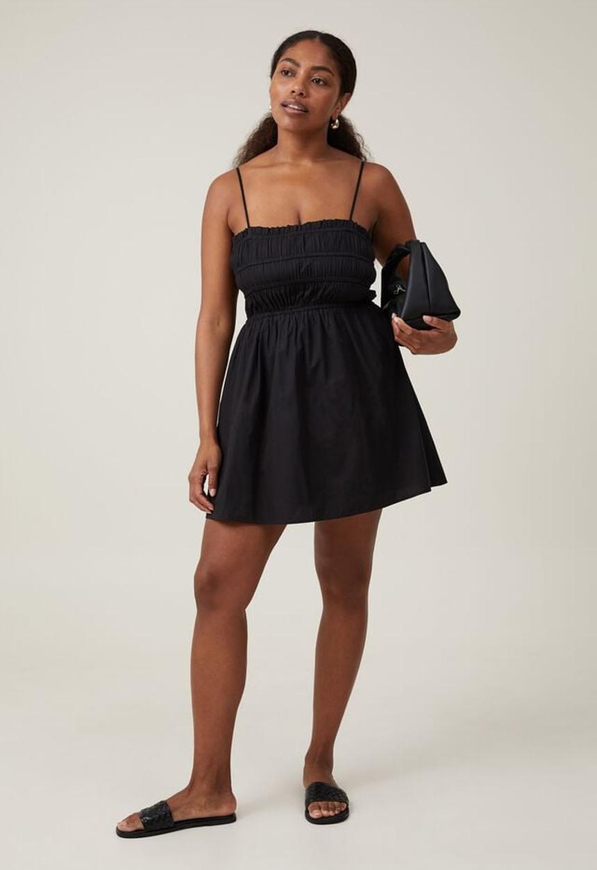Cotton On - Plus maddy contrast trim mini dress - black