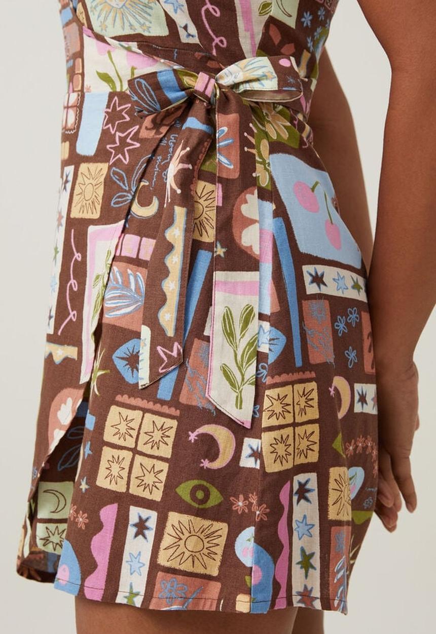 Cotton On - Haven halter wrap dress - summer solstice brown