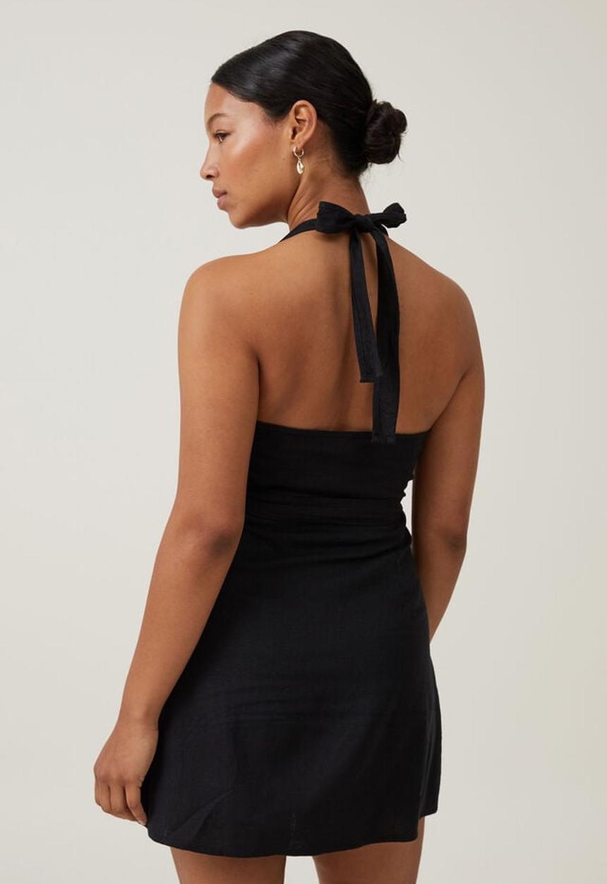 Cotton On - Haven halter wrap dress - black