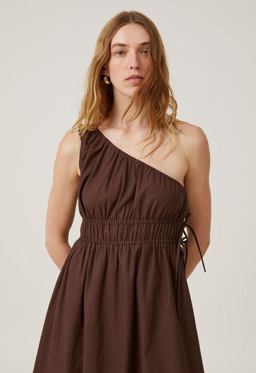 Cotton On - One shoulder maxi dress - dark oak