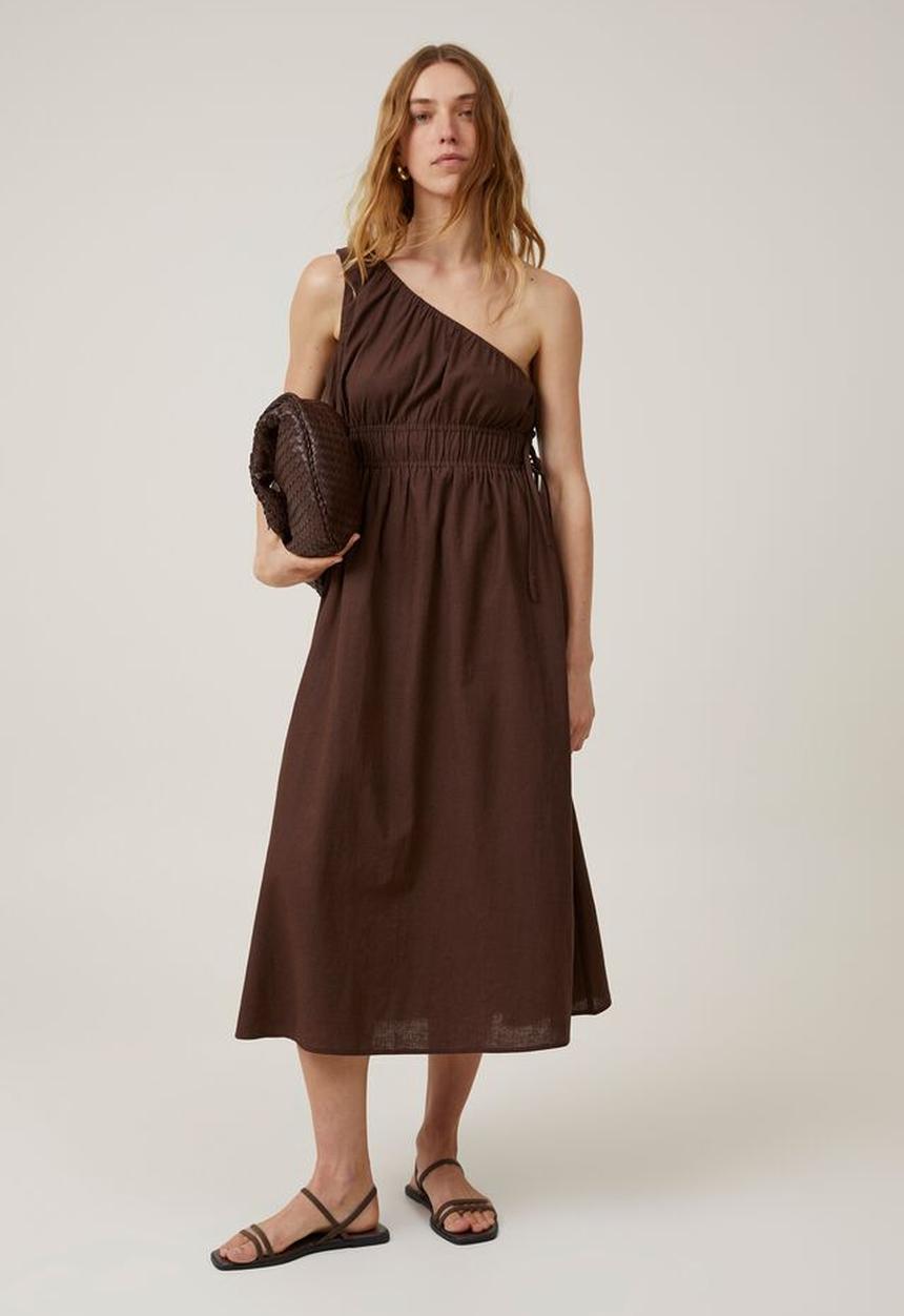 Cotton On - One shoulder maxi dress - dark oak
