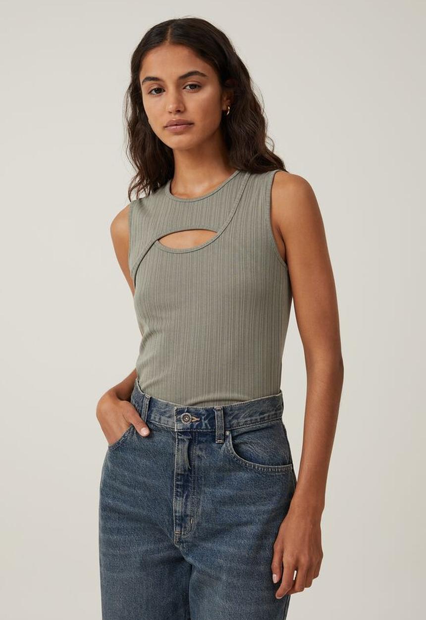 Cotton On - Romy cut out tank - woodland