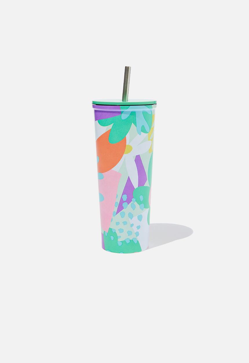 Typo - Metal smoothie cup - abstract floral soft