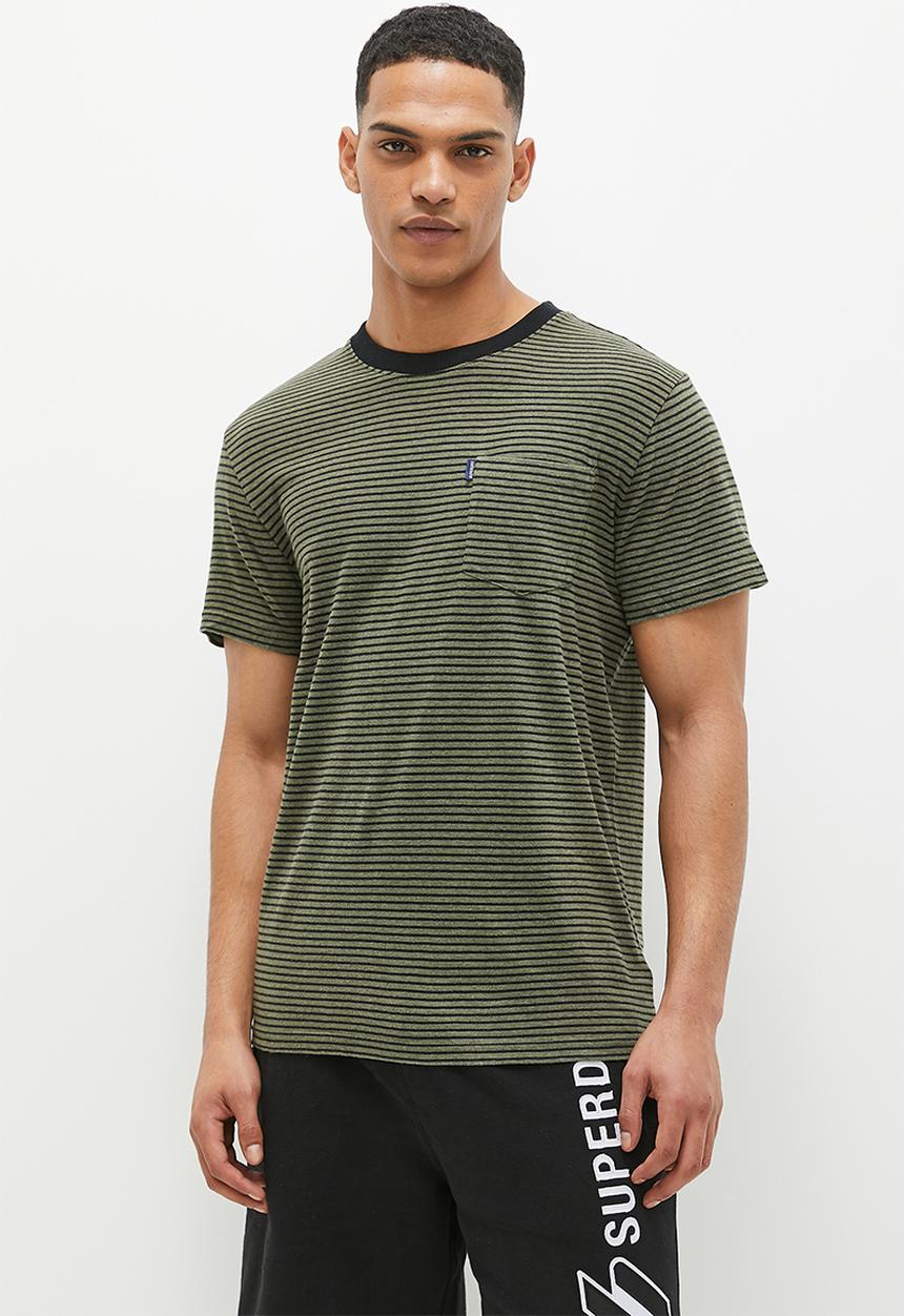 Superdry. - Vle stripe tee - thrift olive marl & black