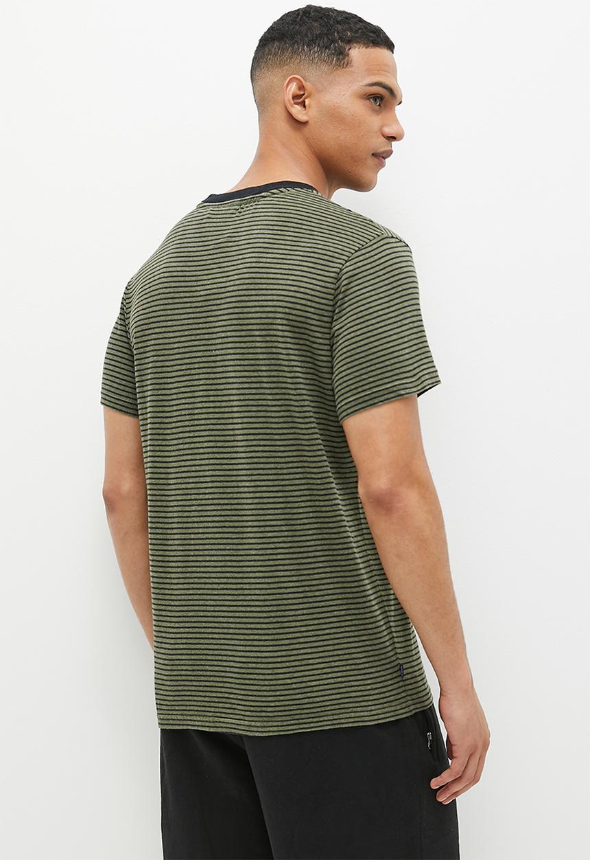Superdry. - Vle stripe tee - thrift olive marl & black