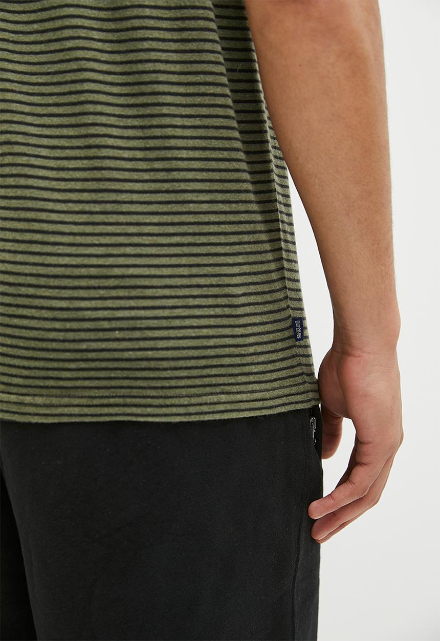 Superdry. - Vle stripe tee - thrift olive marl & black