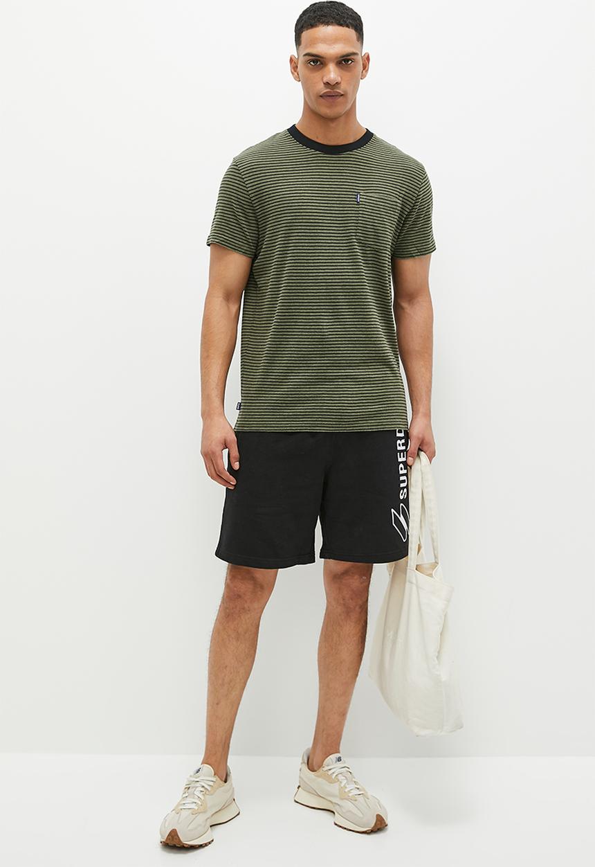Superdry. - Vle stripe tee - thrift olive marl & black