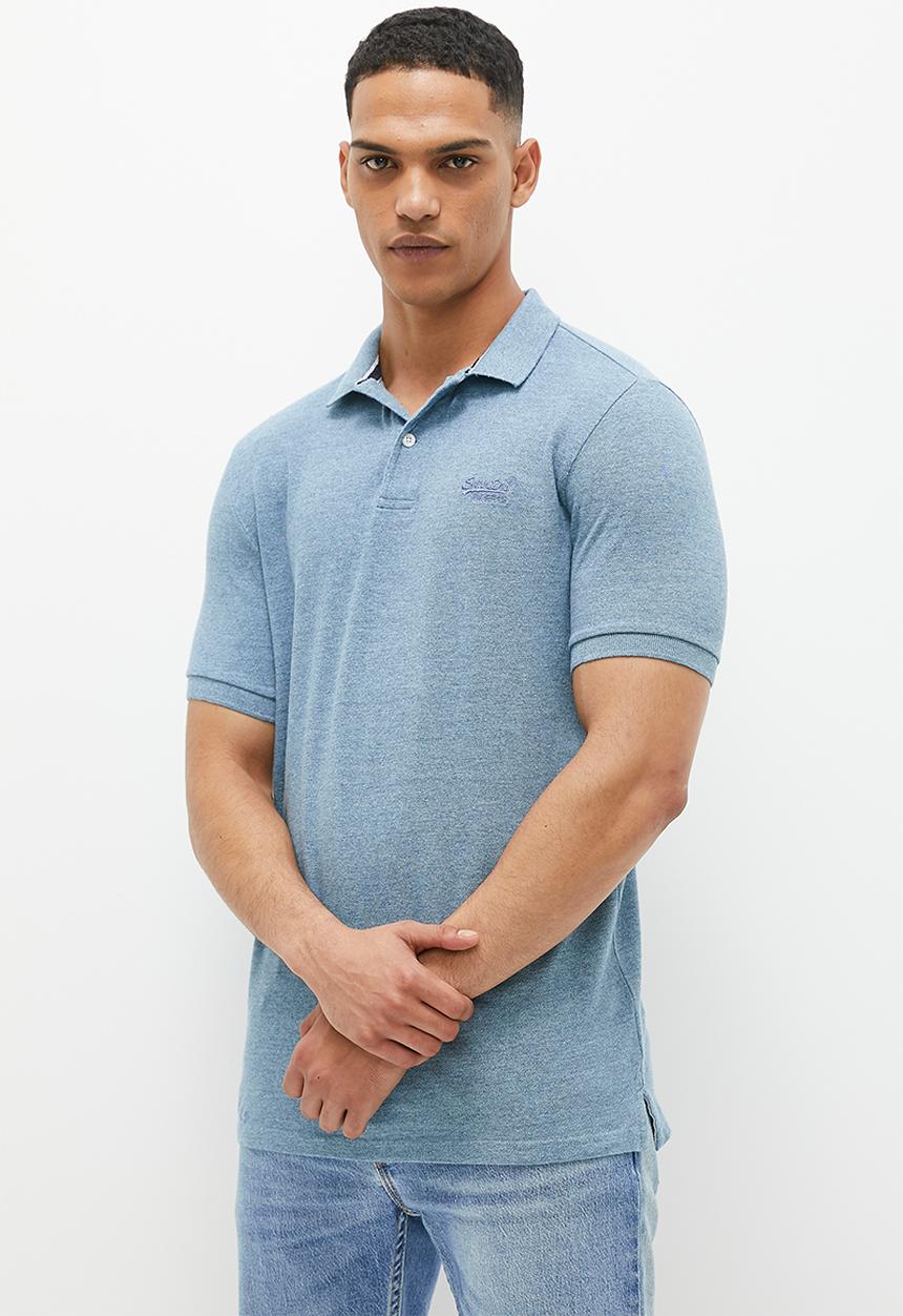 Superdry. - Classic pique polo - desert sky blue grit