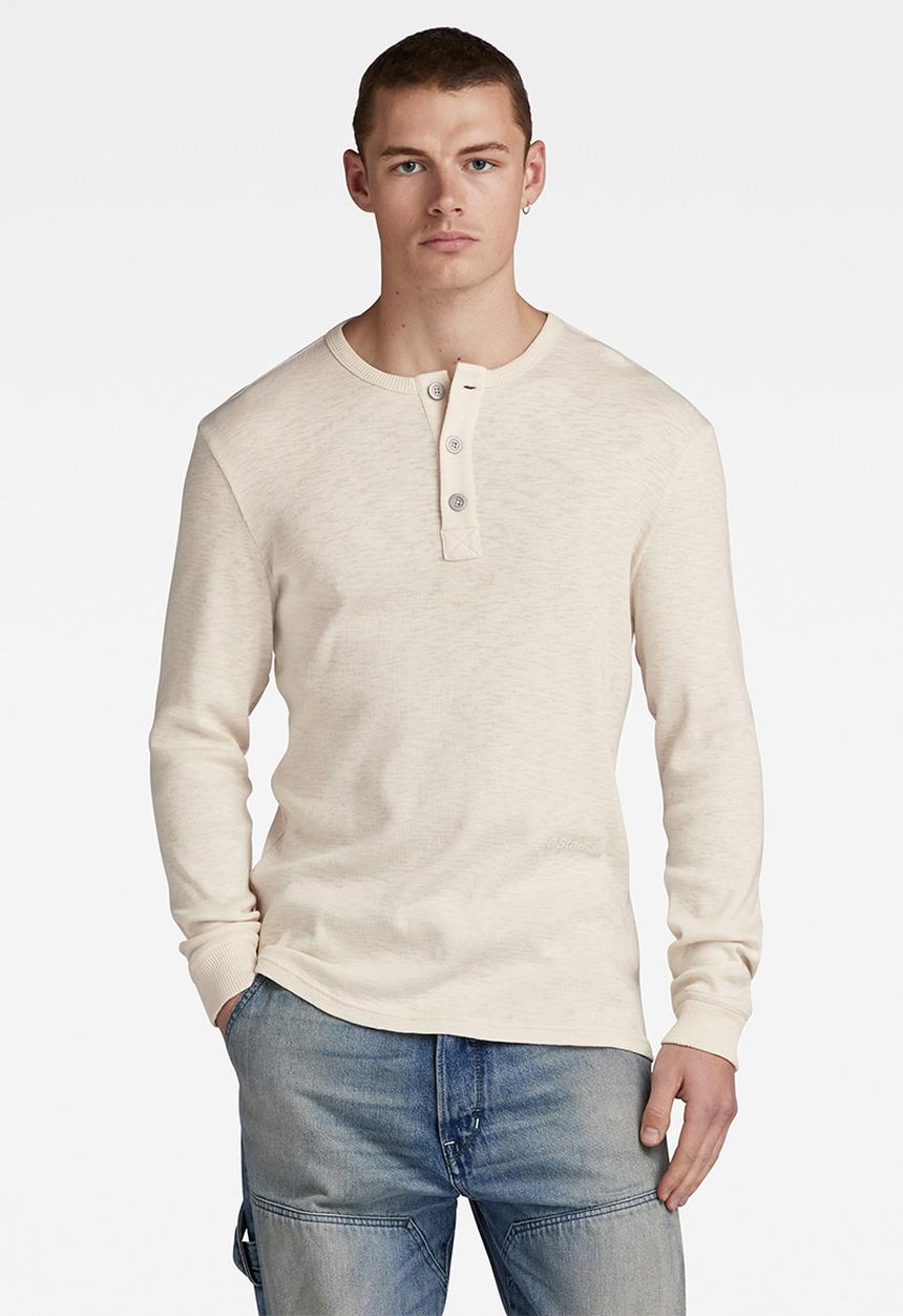 G-STAR - Henley slim tweeter long sleeve tucana jersey - eggnog