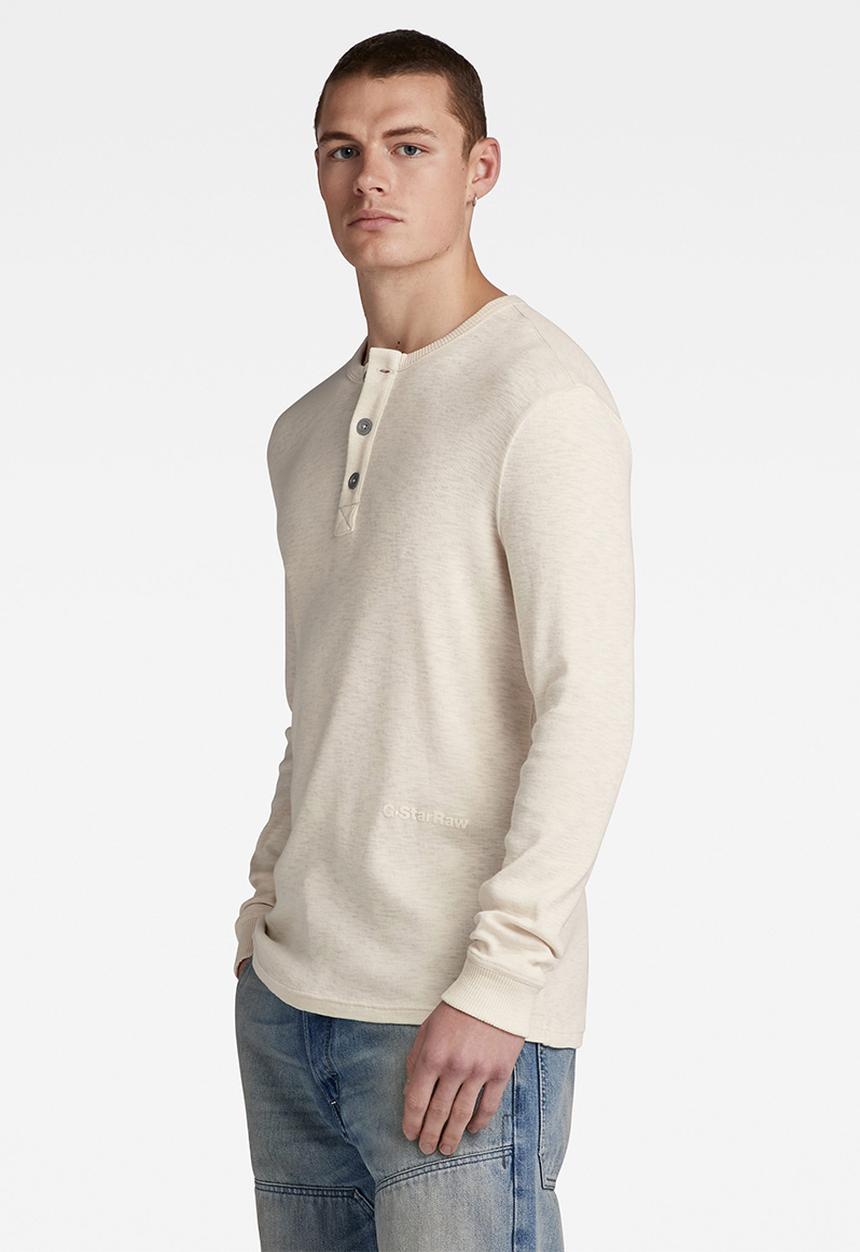 G-STAR - Henley slim tweeter long sleeve tucana jersey - eggnog