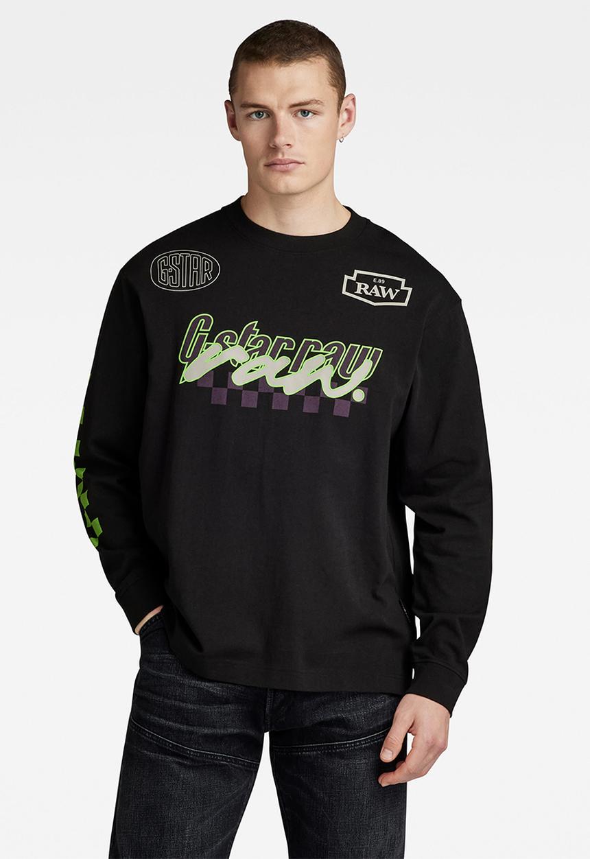 G-STAR - Moto boxy graphic long sleeve dry jersey o - dk black