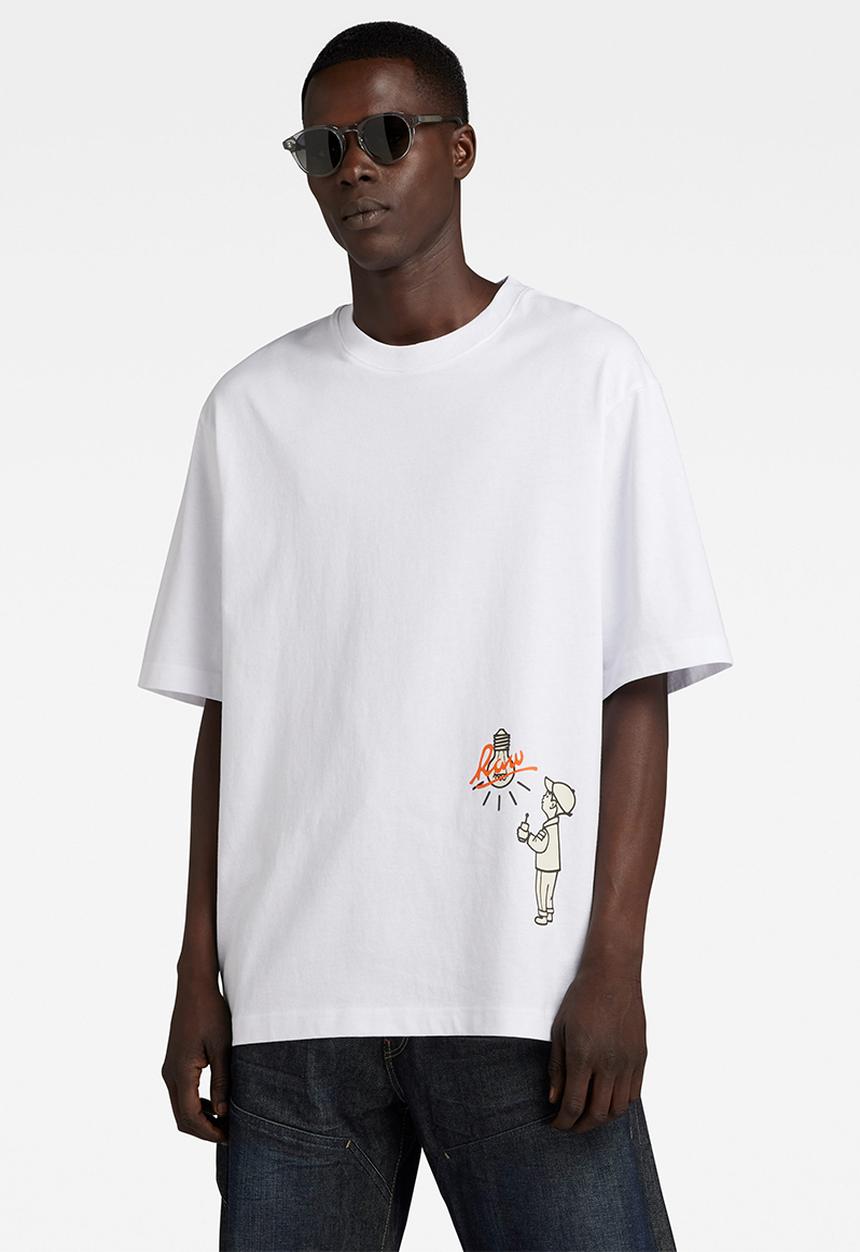G-STAR - Light bulb gr boxy r t dry jersey o - white