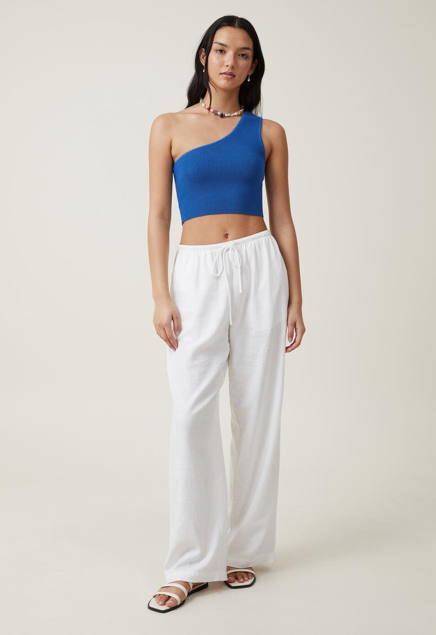 Cotton On - Jacquard One Shoulder Tank - Blue Moon