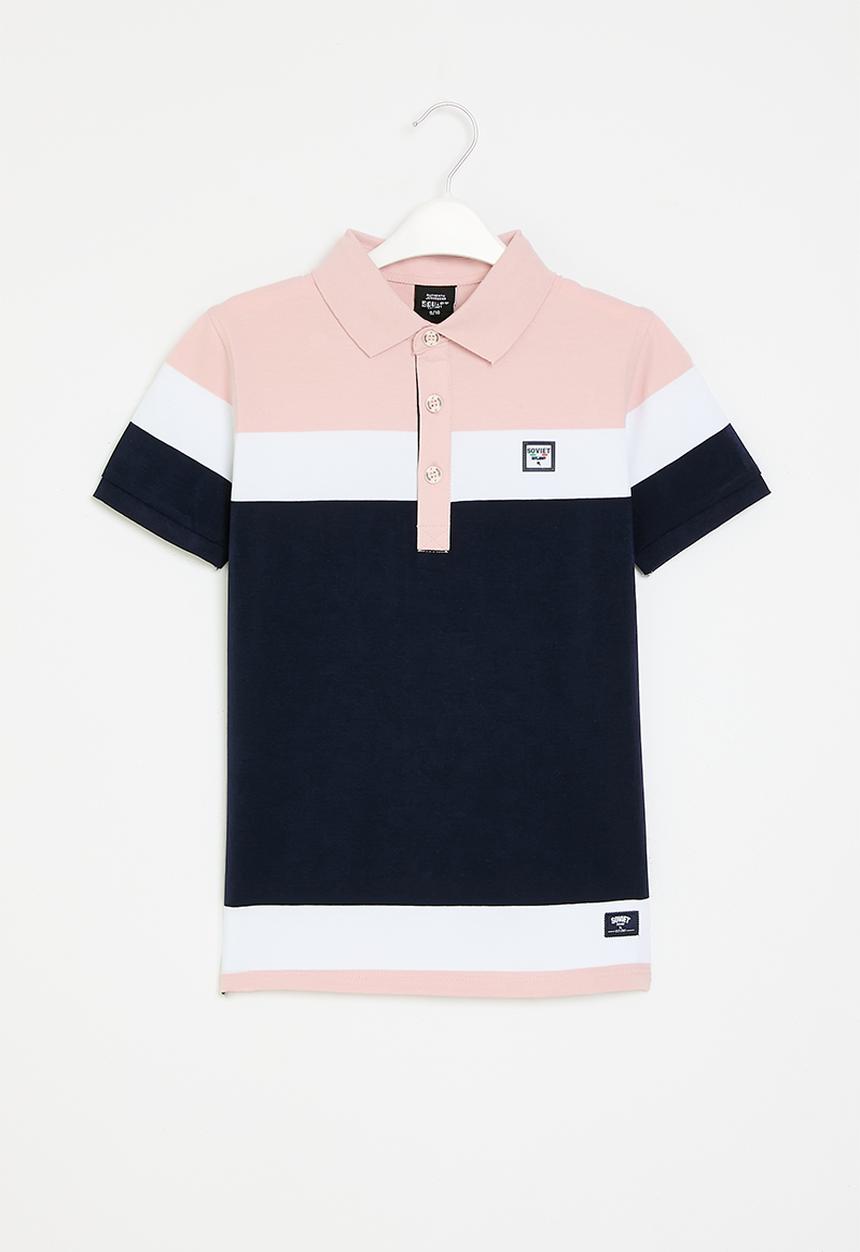 SOVIET - Boys y/dye stripe golfer - salmon