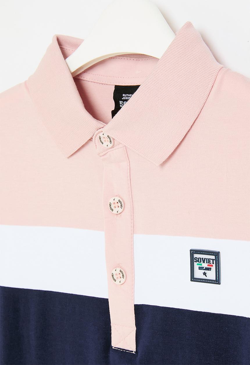 SOVIET - Boys y/dye stripe golfer - salmon