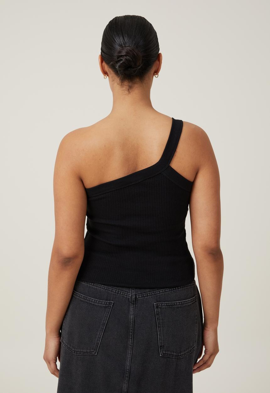Cotton On - The 91 One Shoulder Tank - Black