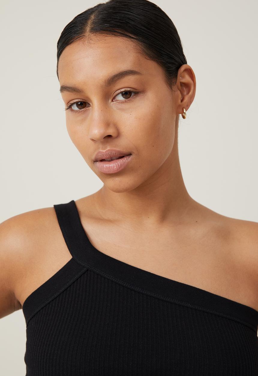 Cotton On - The 91 One Shoulder Tank - Black