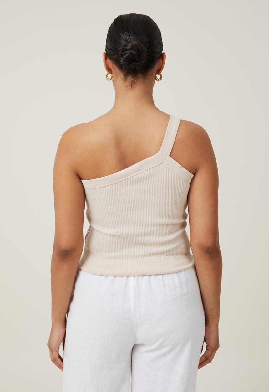 Cotton On - The 91 One Shoulder Tank - Stone