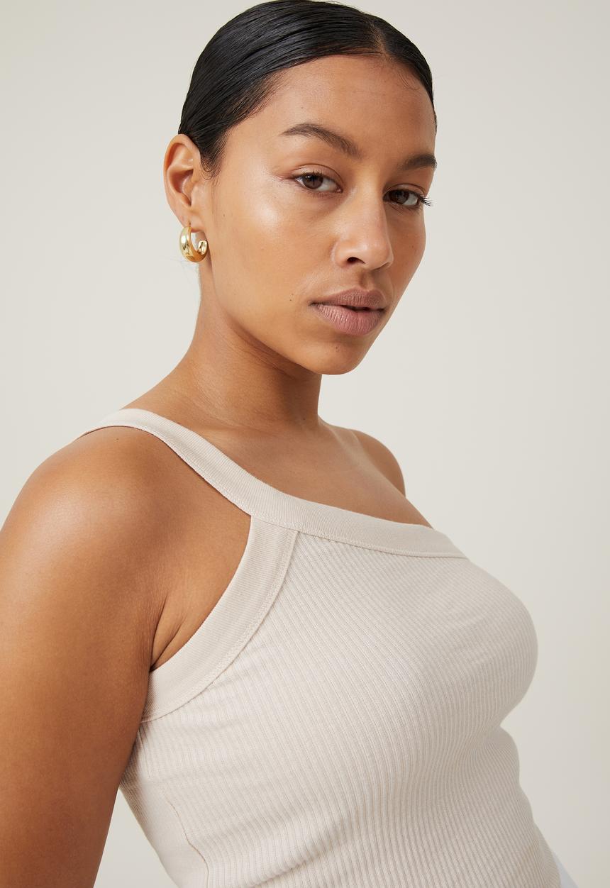Cotton On - The 91 One Shoulder Tank - Stone