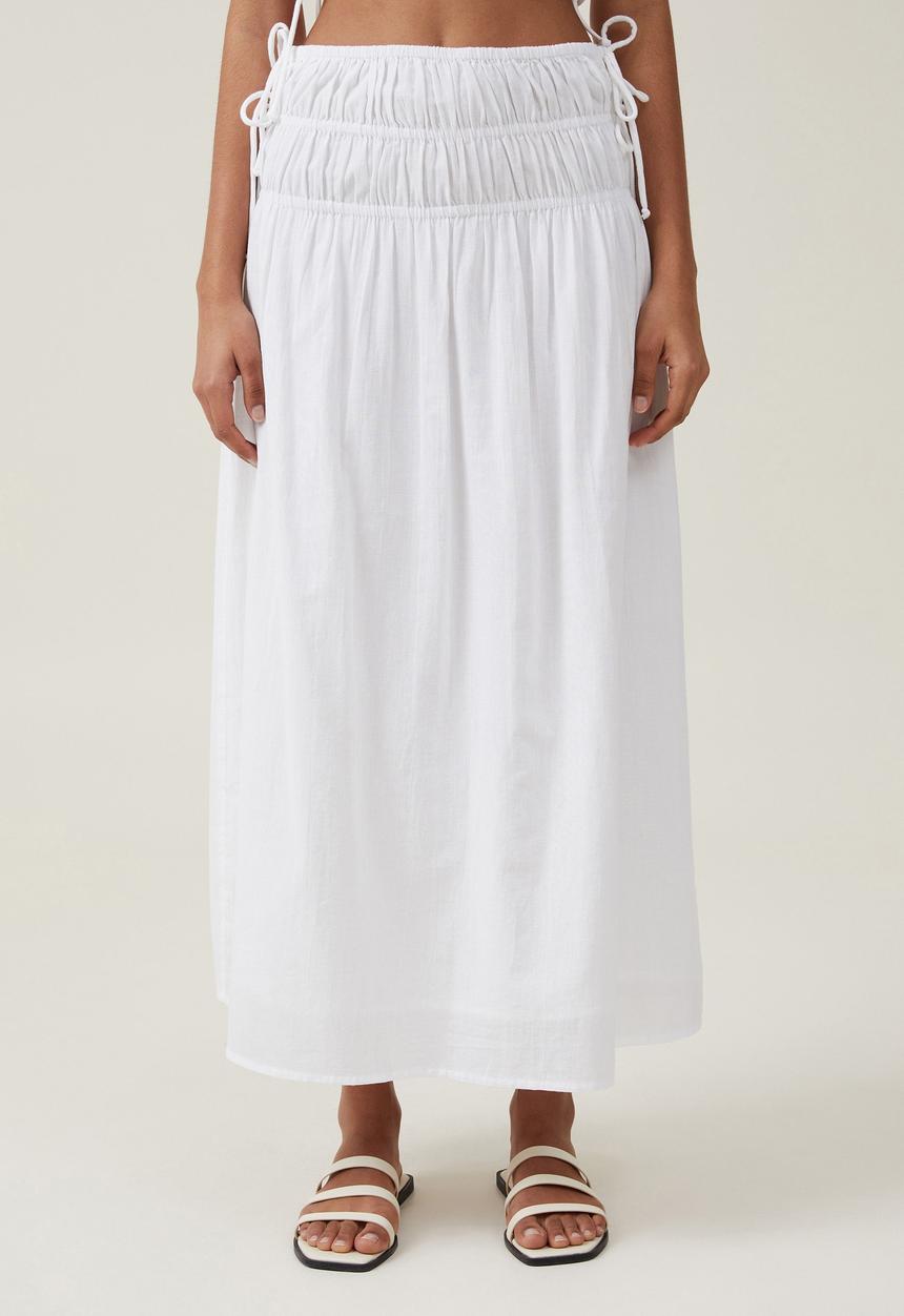 Cotton On - Lucy Shirred Maxi Skirt - White