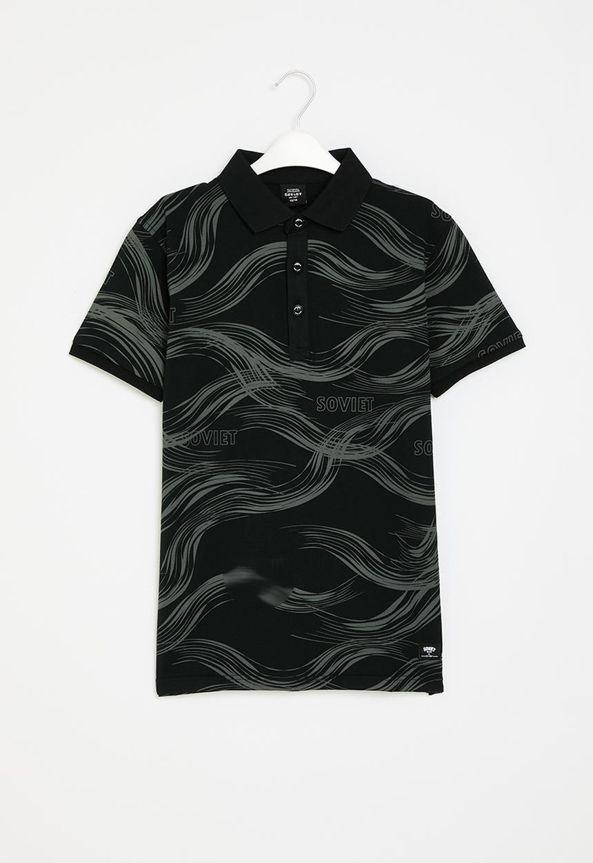 SOVIET - Short sleeve fashion golfer - black