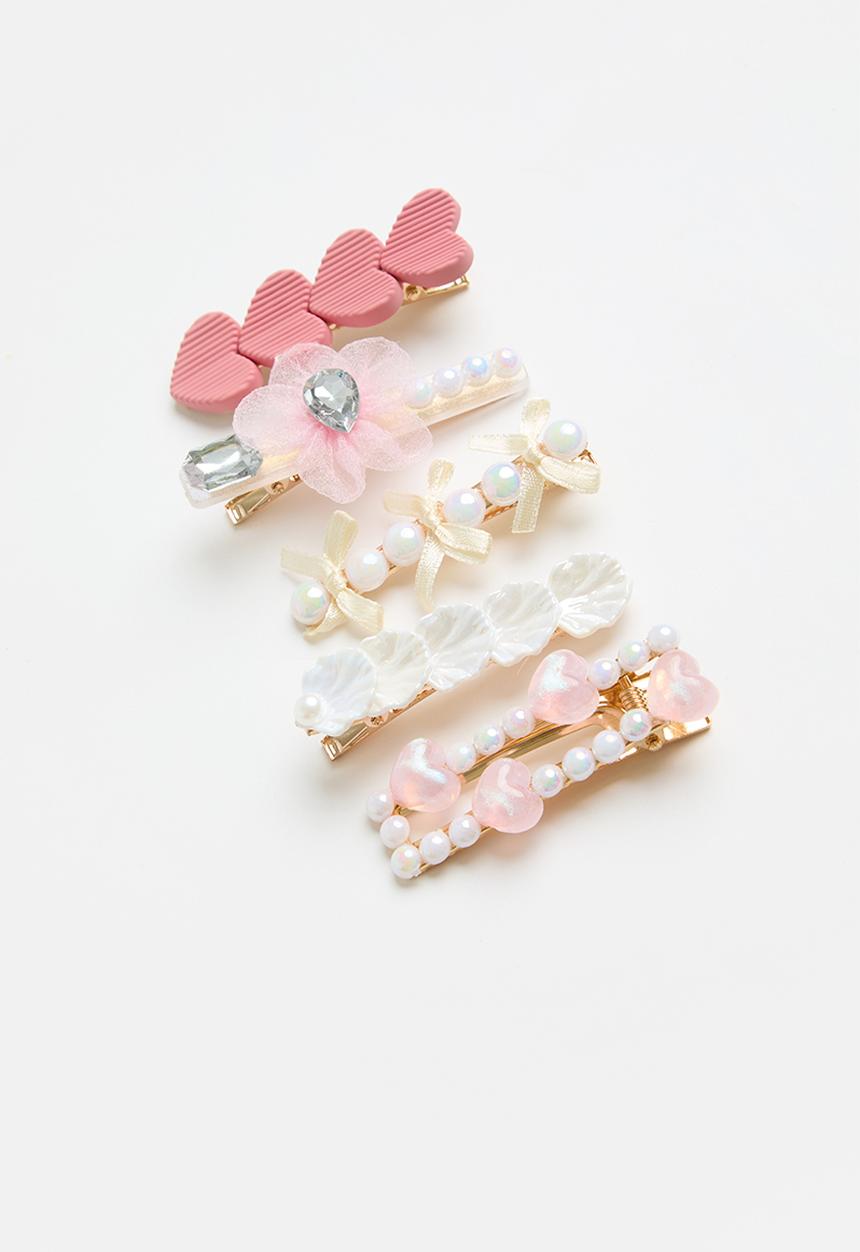 Pop Candy -  5pc hair clips set - pink multi
