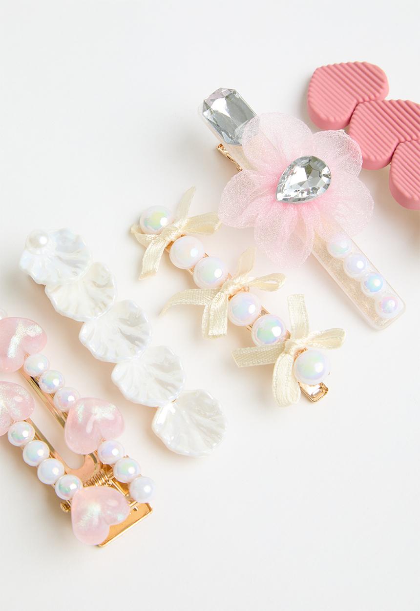 Pop Candy -  5pc hair clips set - pink multi
