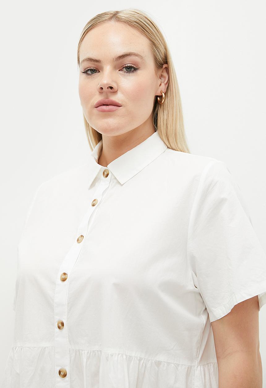 Cotton On - Plus Noah Mini Shirt Dress - White
