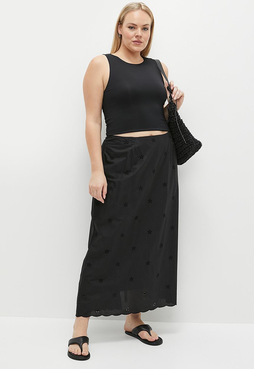 Cotton On - Plus Ellie Maxi Skirt - Cutwork Black