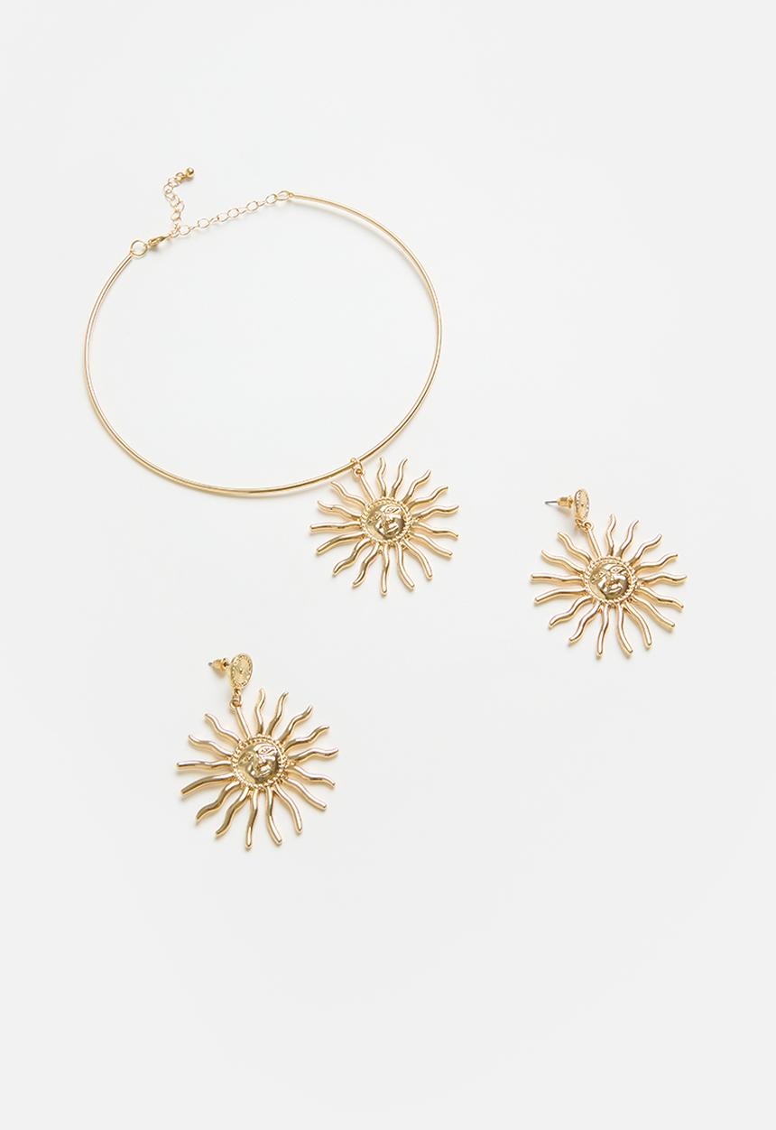 Superbalist - Sun necklace and earring set - gold