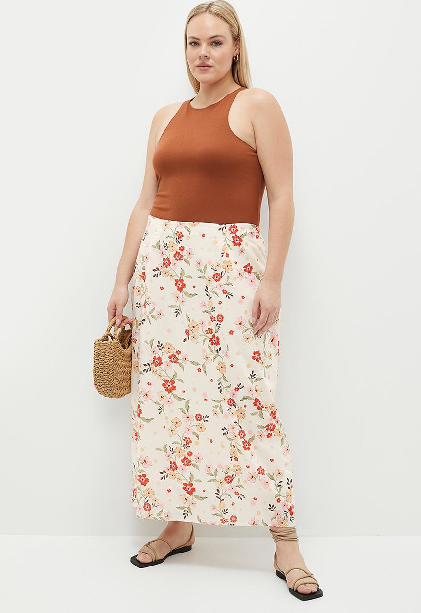 Cotton On - Plus Ellie Maxi Skirt - Dharma Floral Procelain