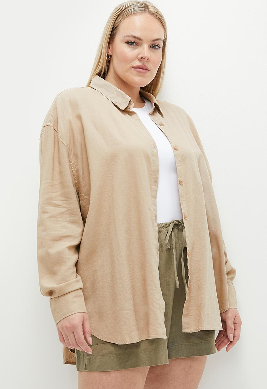 Cotton On - Plus Haven Long Sleeve Shirt - Mid Taupe
