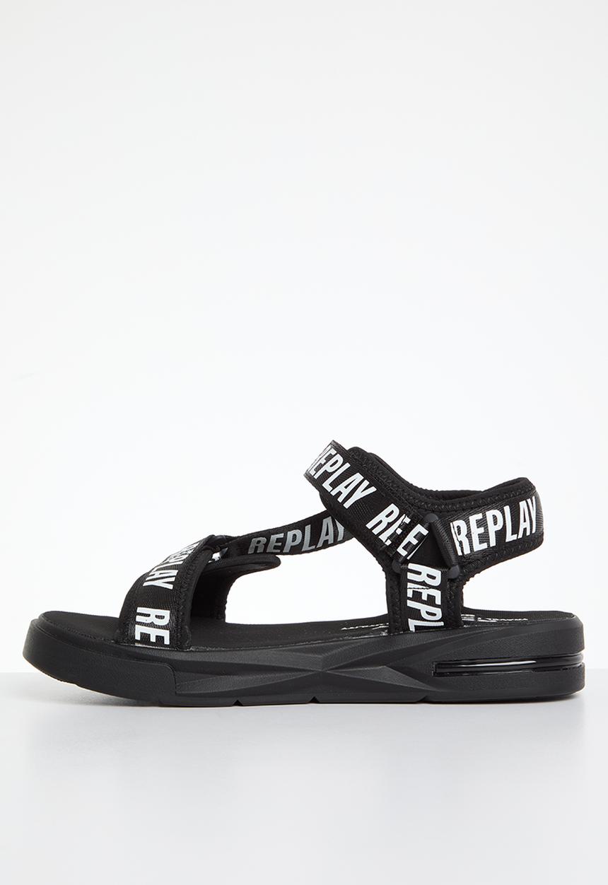 Replay - Space logo sandal - black