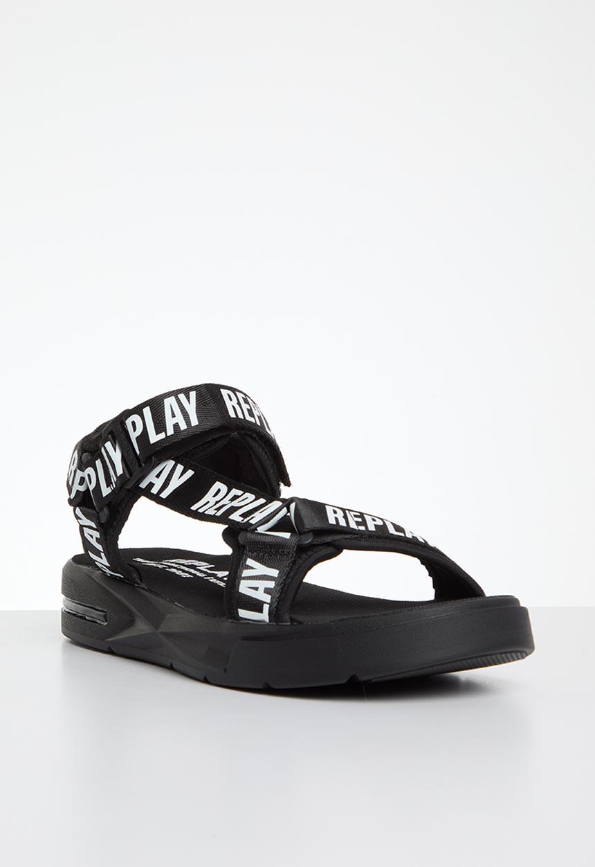 Replay - Space logo sandal - black