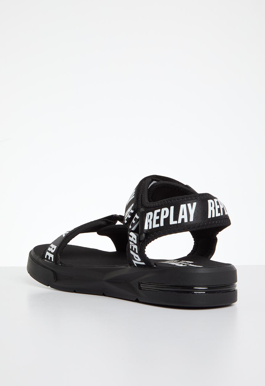 Replay - Space logo sandal - black