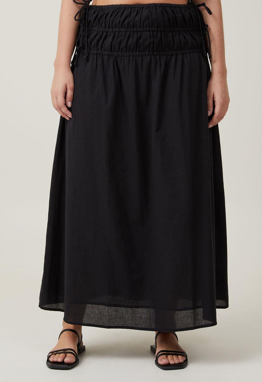Cotton On - Plus lucy shirred xaxi skirt - black
